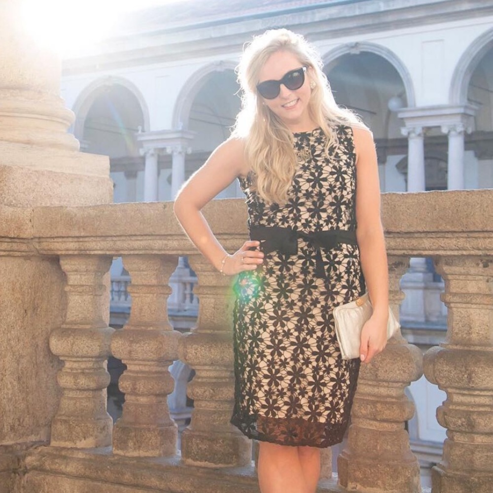 Gretchen Scott Black Lace Bow Dress
